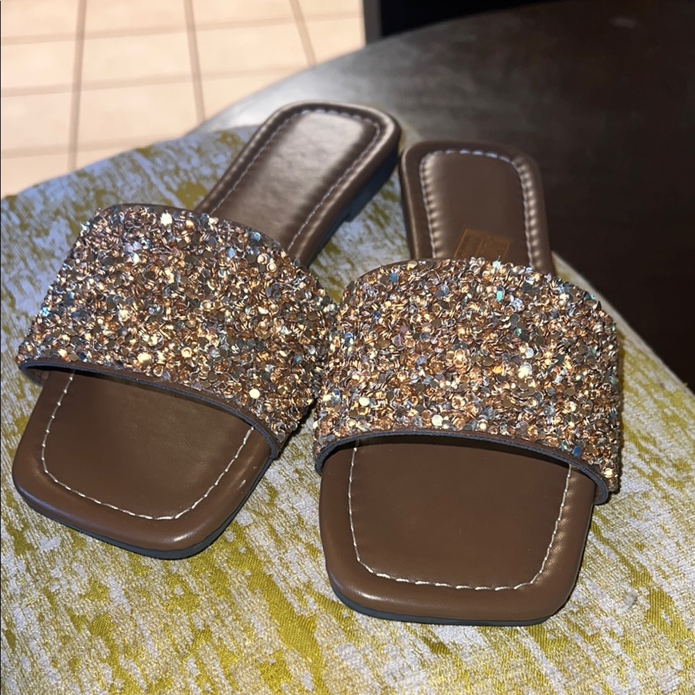 Brown Embellished Sandals